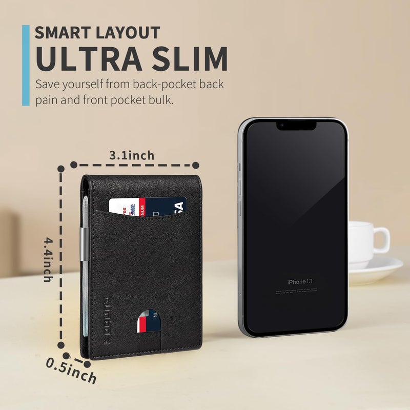 RUNBOX Slim Novelty Wallets for Men RFID Blocking 11 Card Holder Minimalist Small Leather Bifold Men's Front Pocket Wallet Gift Box - Image 2